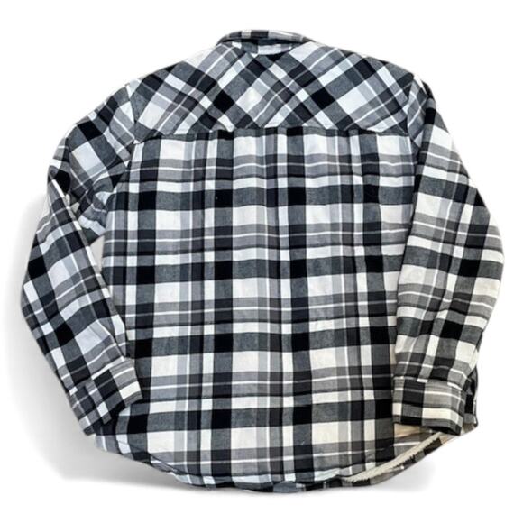 Eddie Bauer Womens Medium Shacket Plaid Sherpa Lined Flannel Shirt Jacket Top - Picture 7 of 11